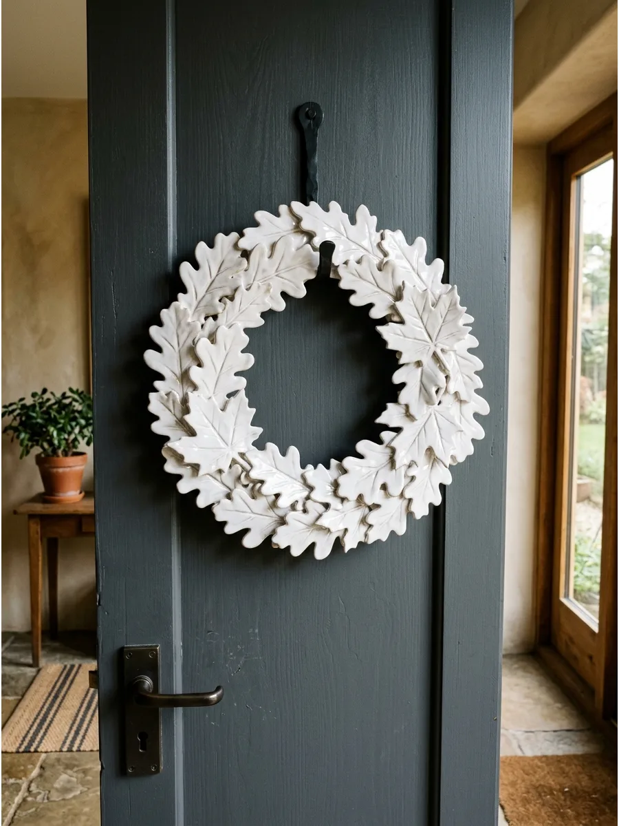 36. Painted Ceramic Leaf Wreath