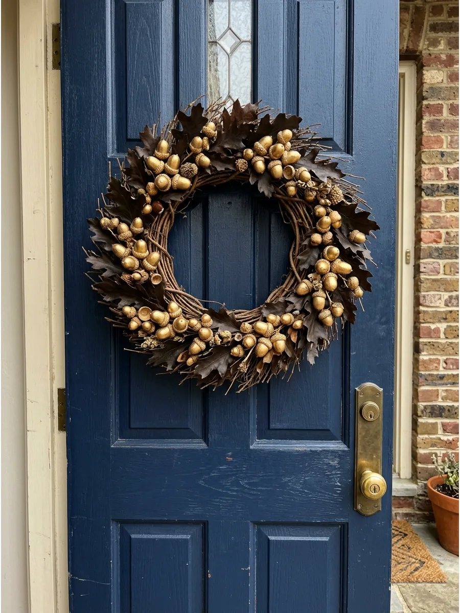 38. Gilded Acorn Oak Wreath