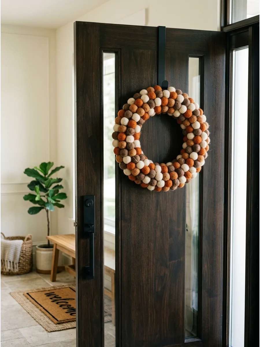 45. Felted Wool Ball Wreath