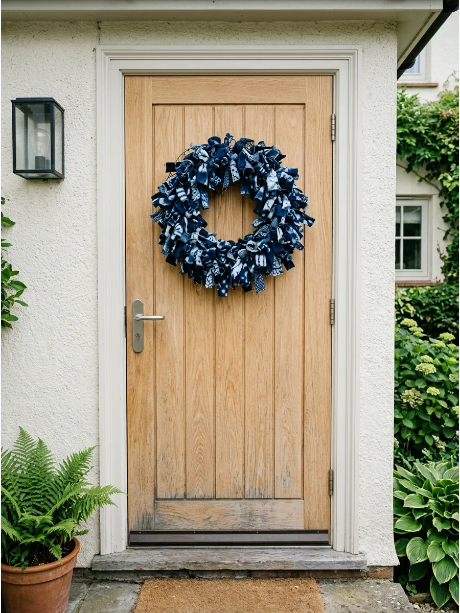 47. Indigo Shibori Fabric Wreath