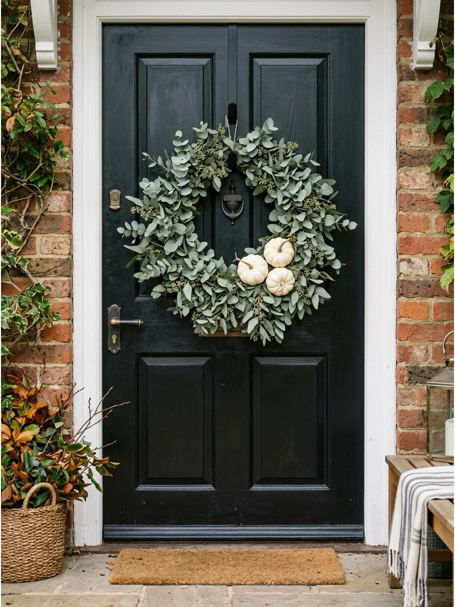 5. Eucalyptus and White Pumpkins