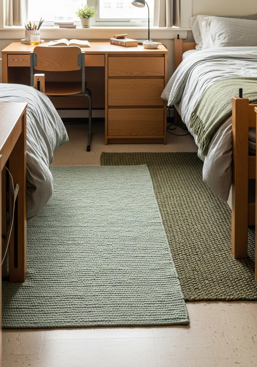 16. Green Dorm Rug Idea