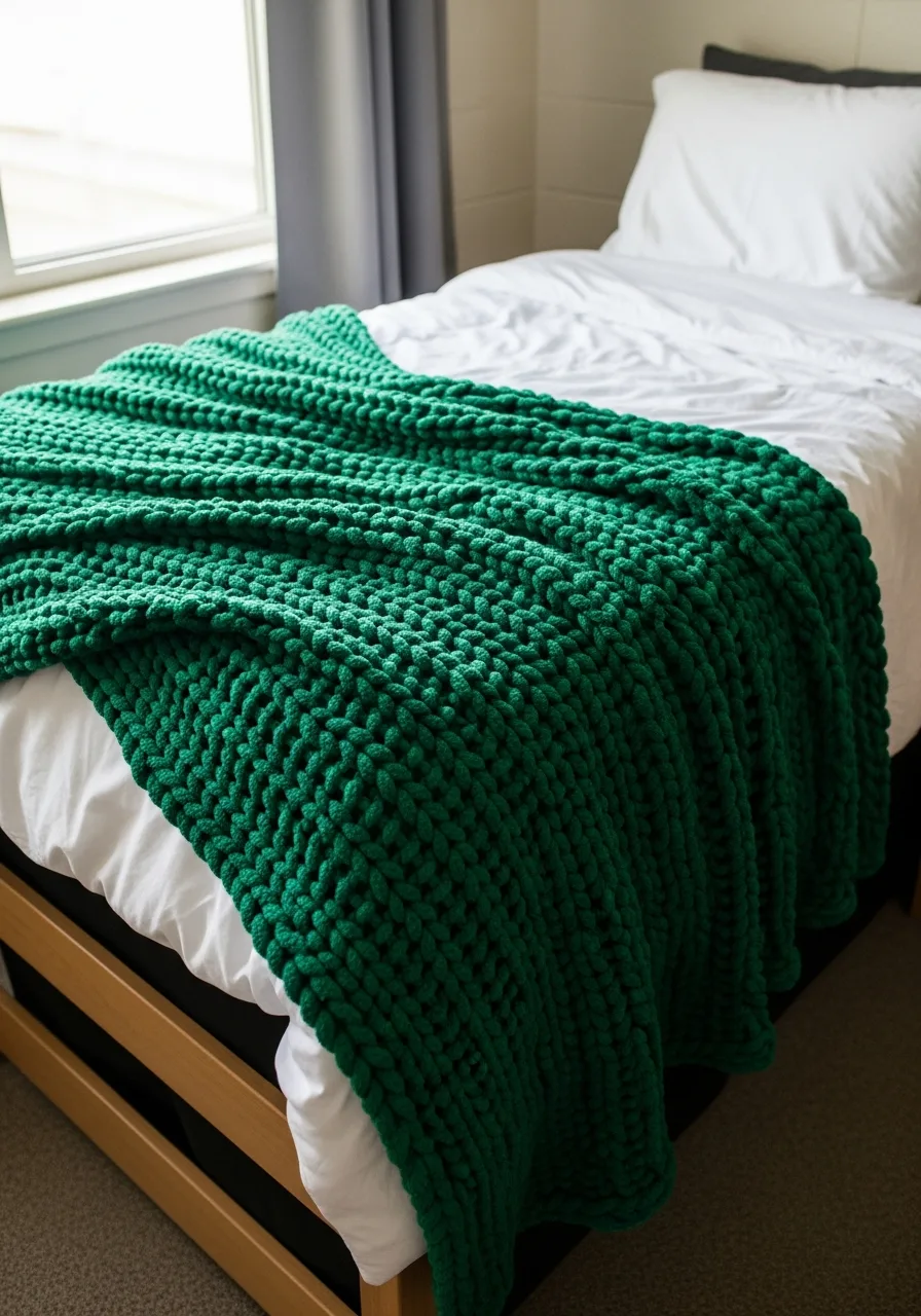 17. Green Throw Blanket Accent