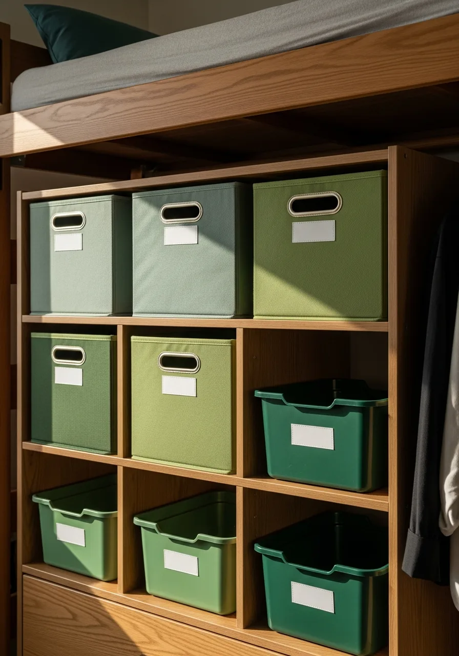 23. Green Dorm Storage Bins