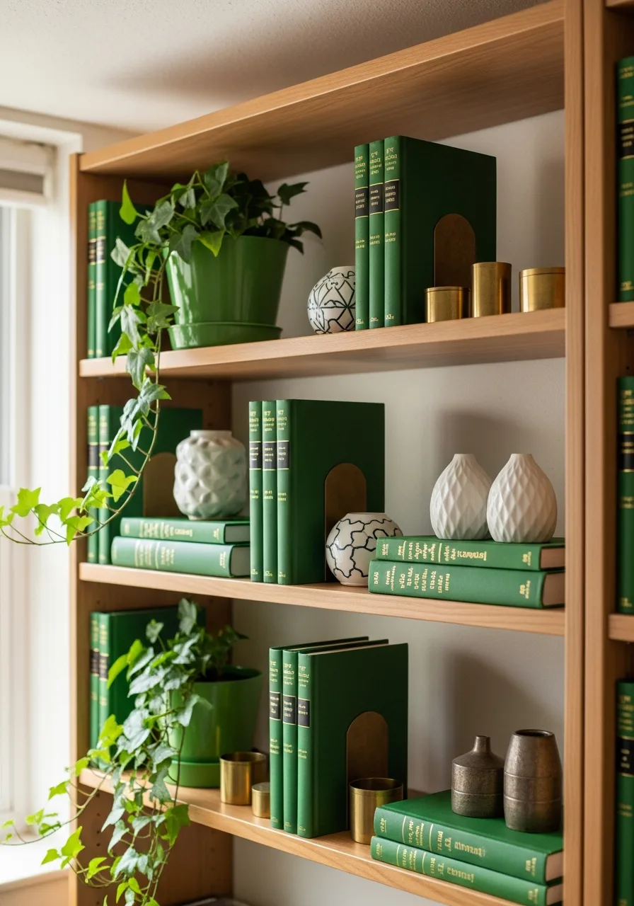 28. Green Dorm Shelf Styling