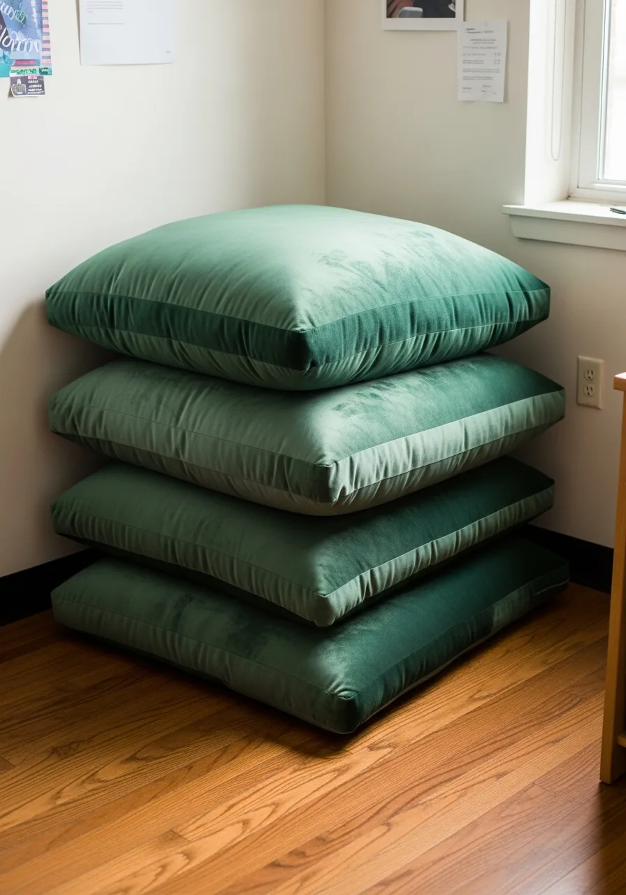 33. Forest Green Floor Cushions