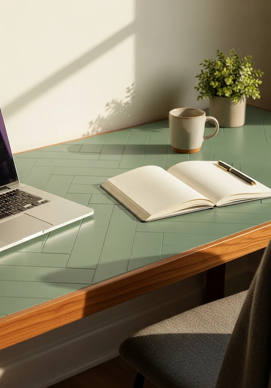 34. Sage Green Workspace Tiles