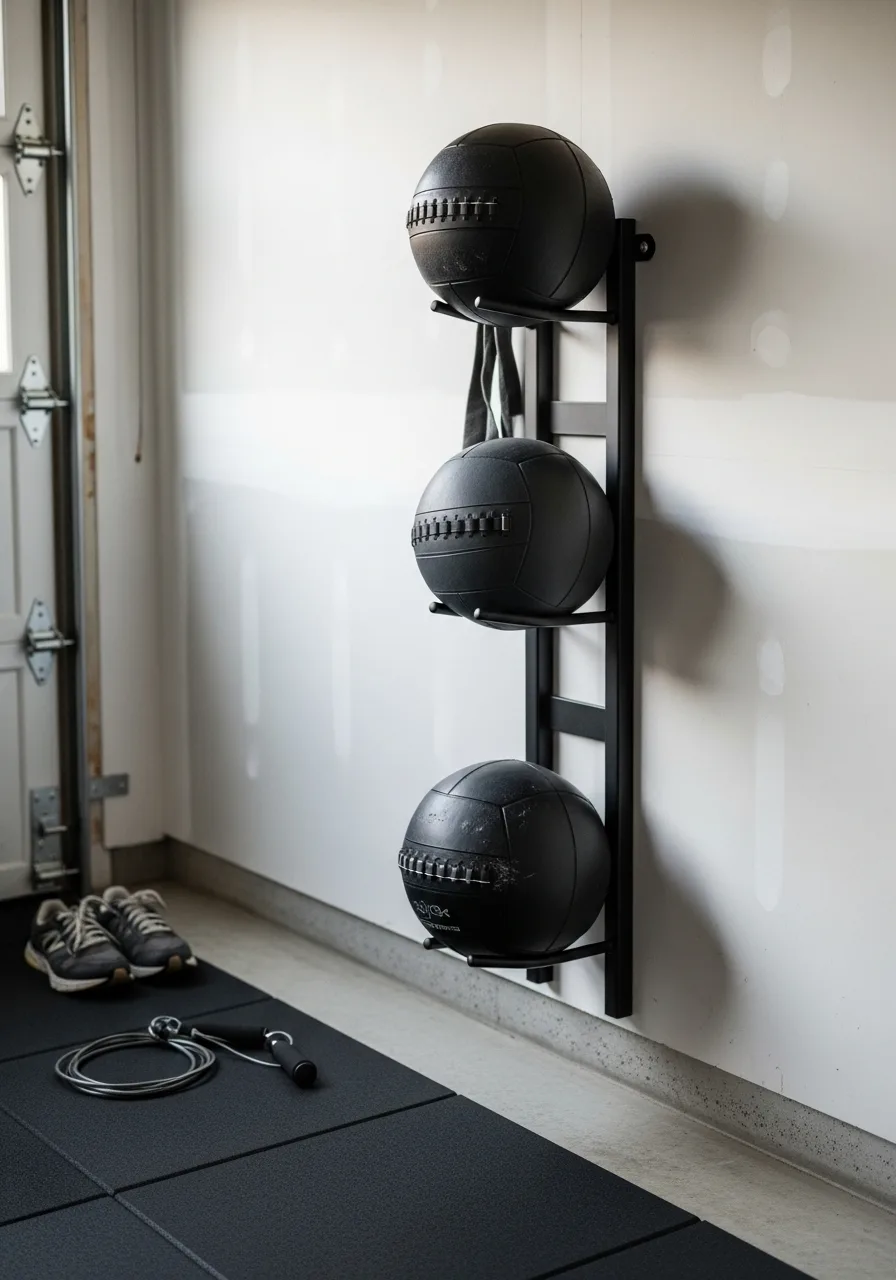 14. Medicine Ball Wall Rack