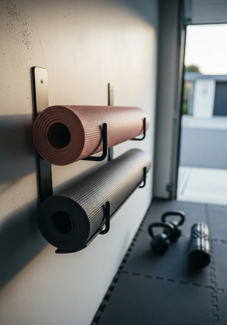 28. Yoga Mat Wall Hooks