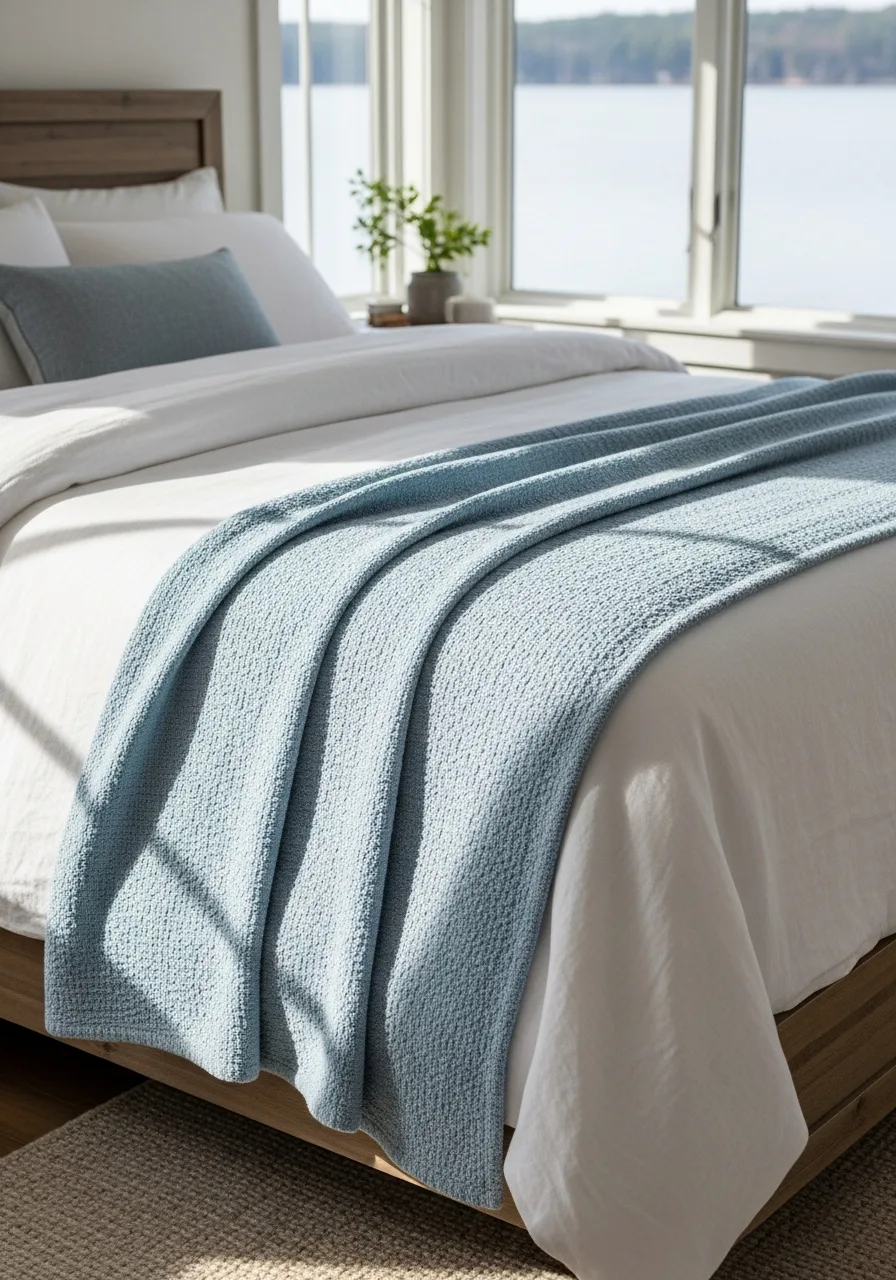 14. Soft Blue Throw Blankets