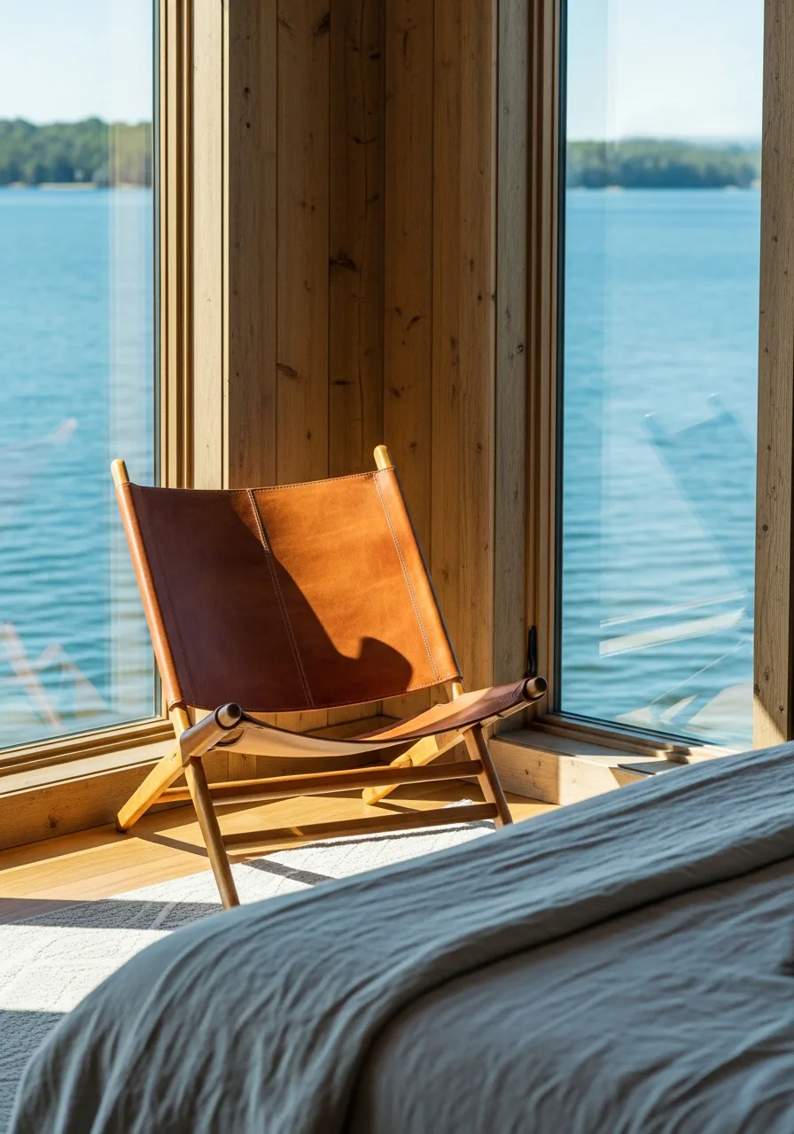 17. Leather Sling Lounge Chairs