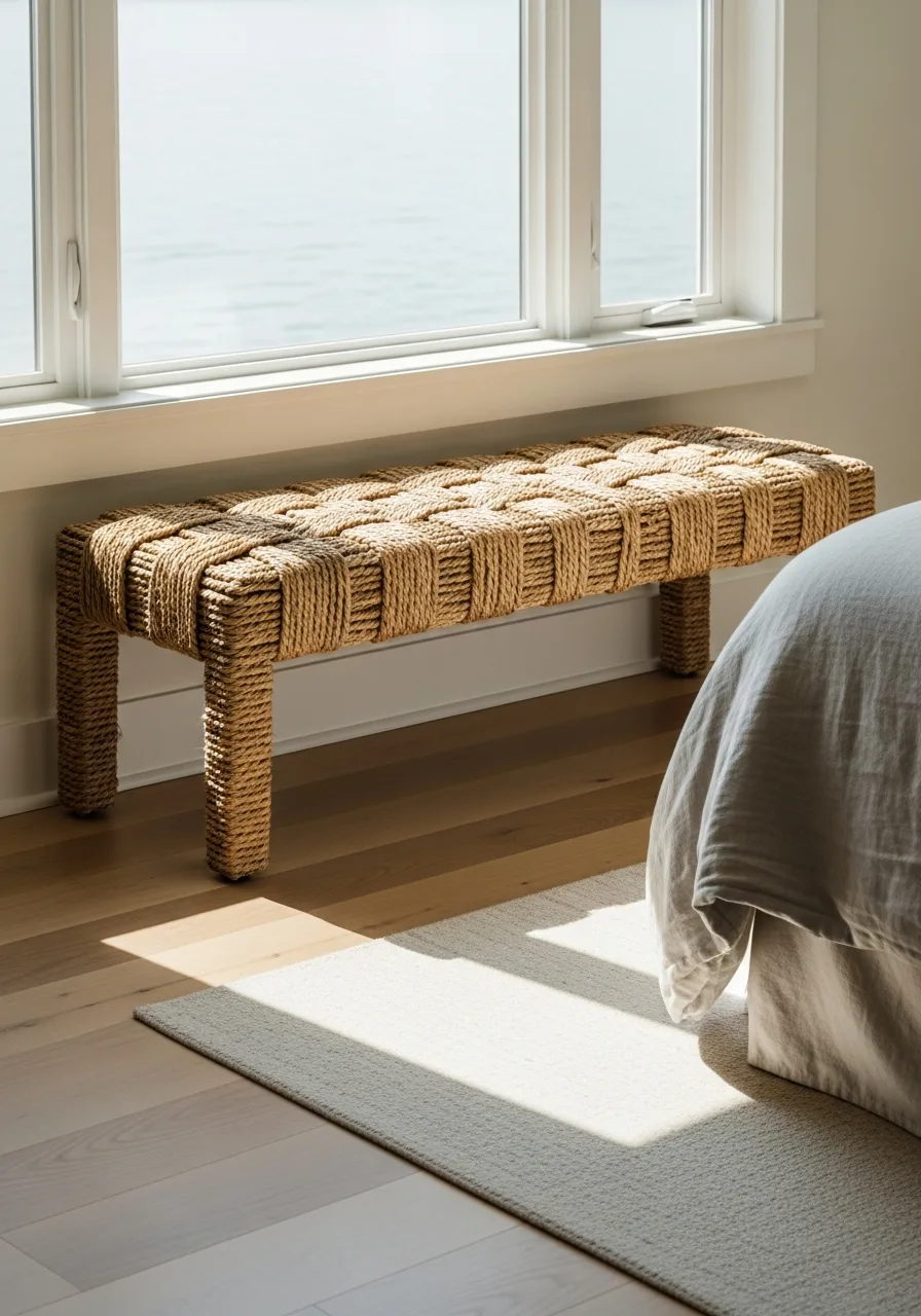 25. Braided Jute Bench Seating