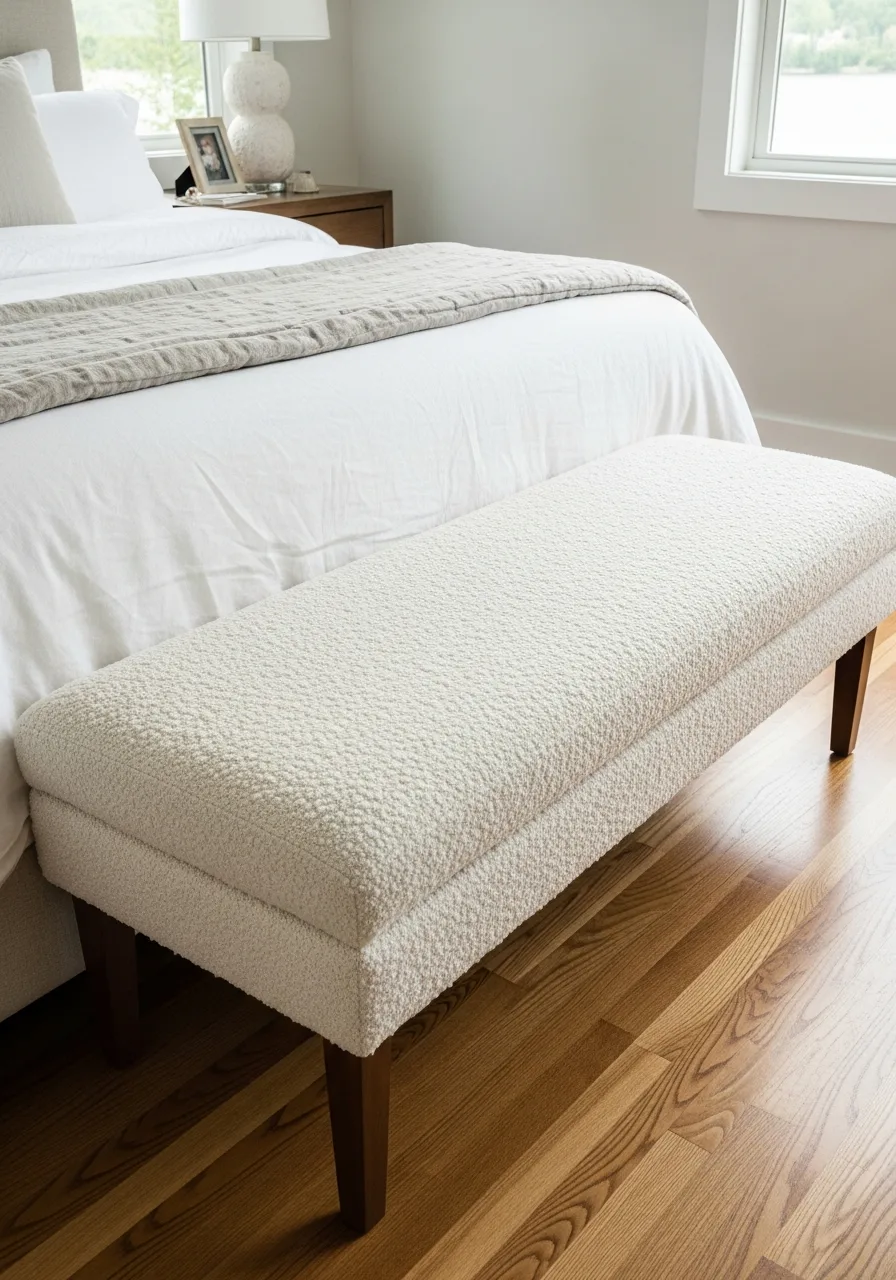 31. Textured Cream Boucle Benches