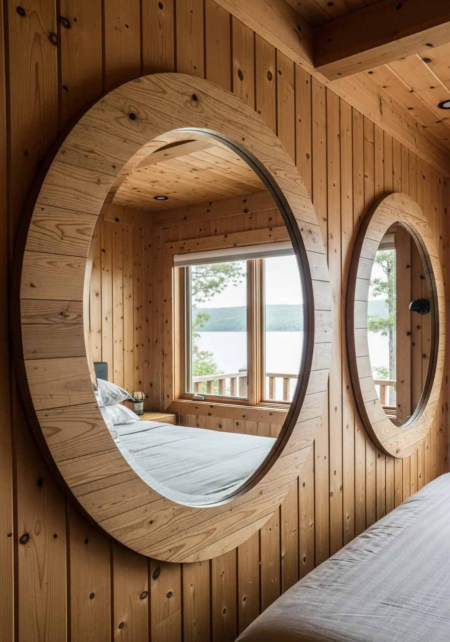 37. Oversized Circular Wood Mirrors