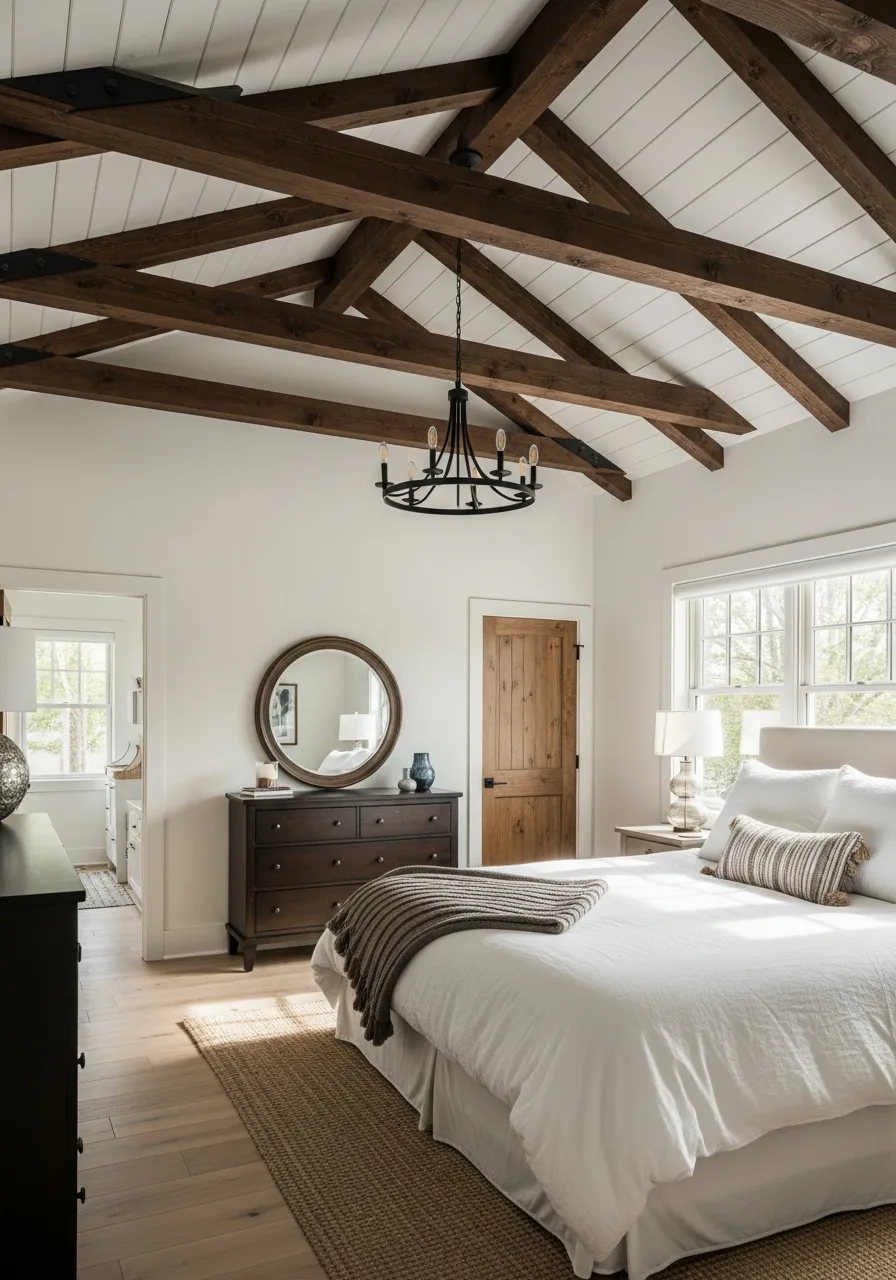 7. Natural Wood Ceiling Beams