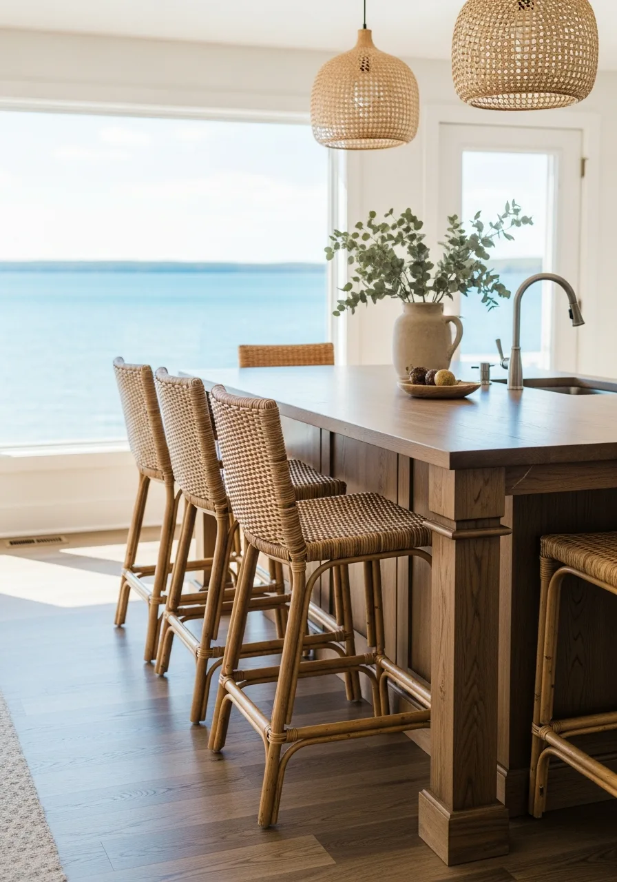 16. Woven Rattan Counter Stools