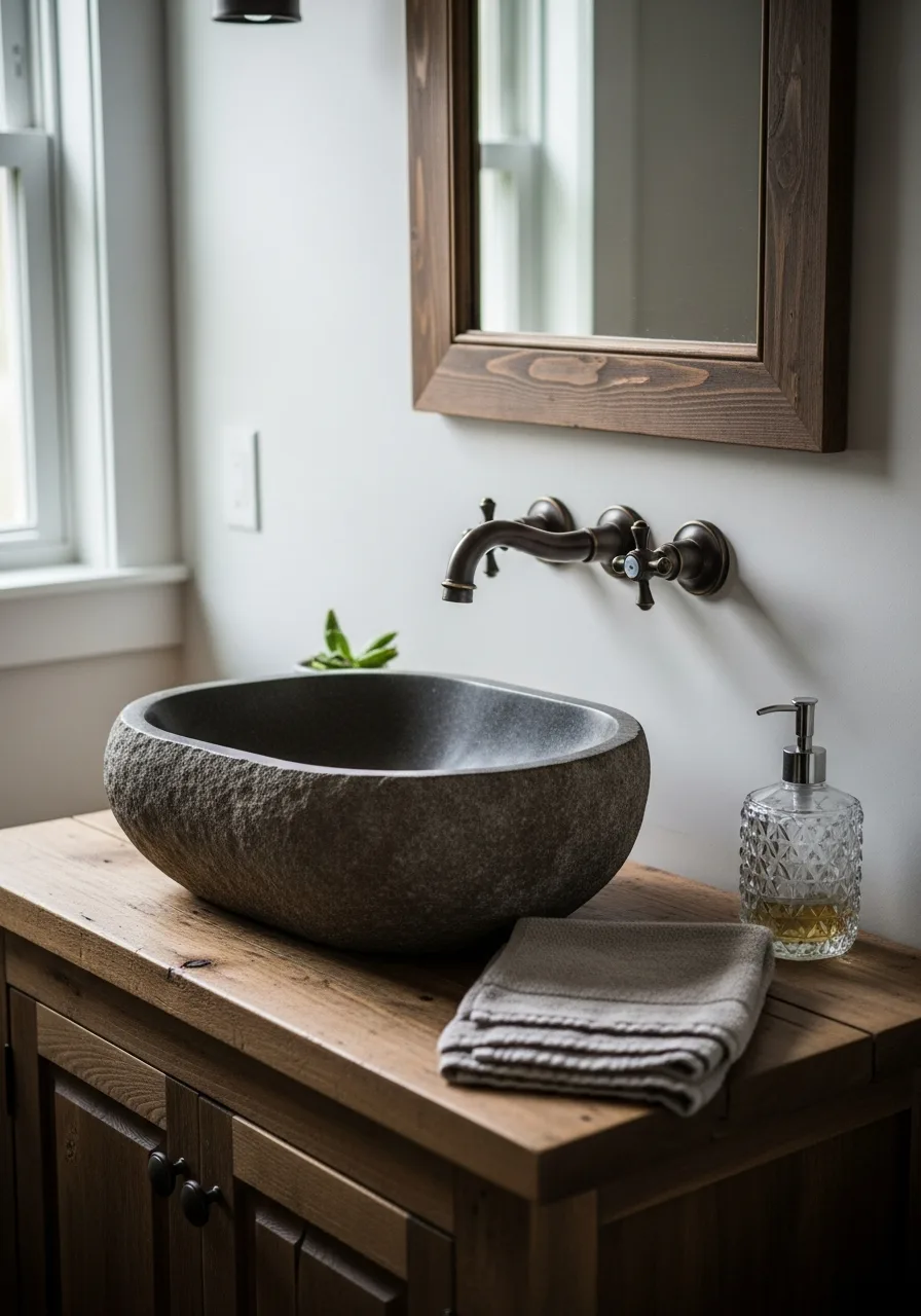 19. Stone Vessel Bathroom Sinks