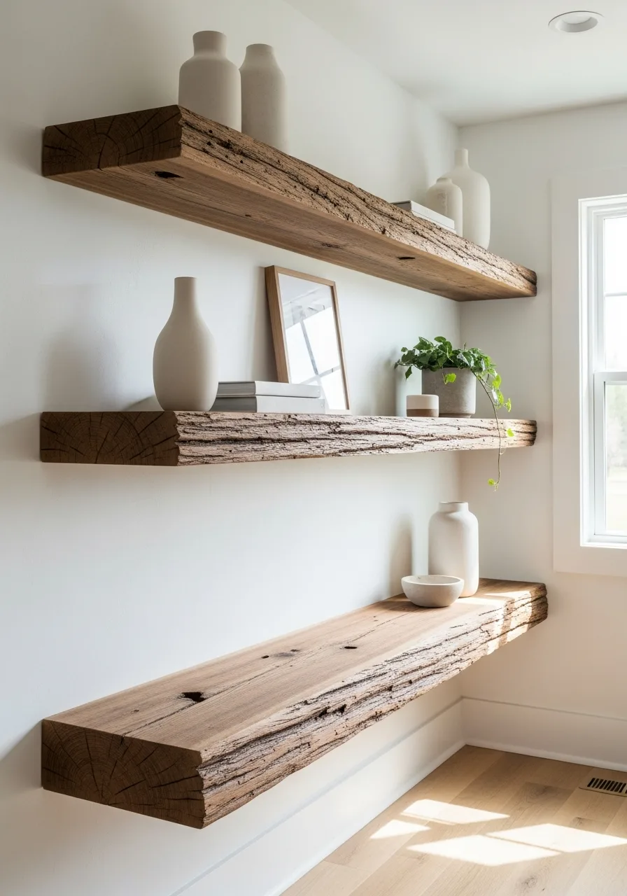 24. Floating Wood Shelving