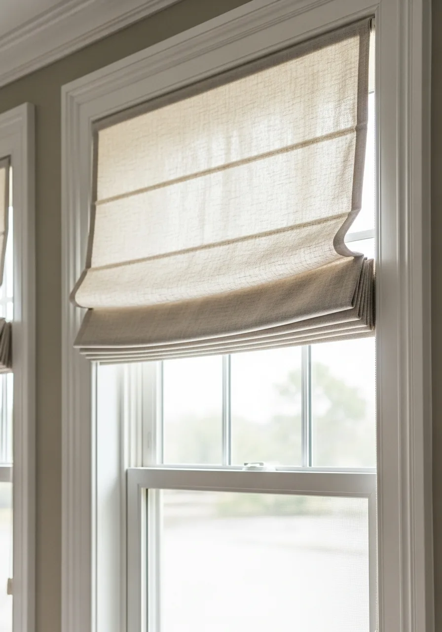 30. Soft Linen Roman Shades