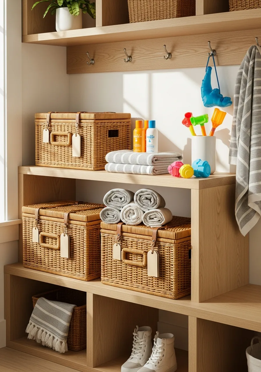 45. Wicker Picnic Basket Storage