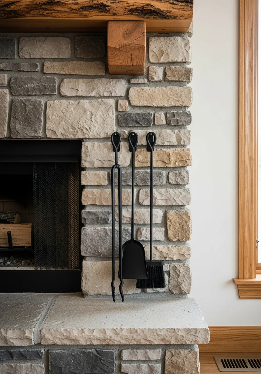 47. Slim Black Iron Fireplace Tools