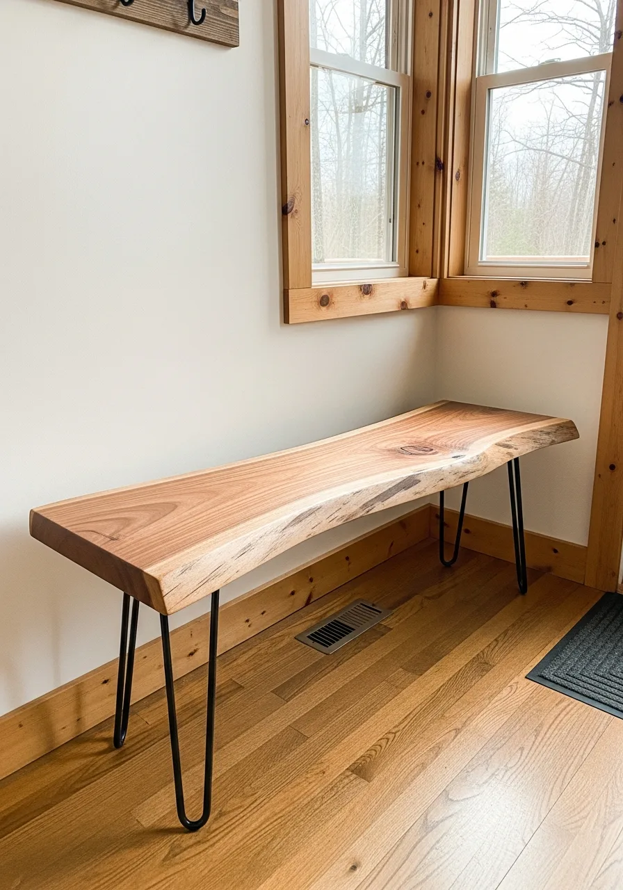 49. Live Edge Wood Entry Benches