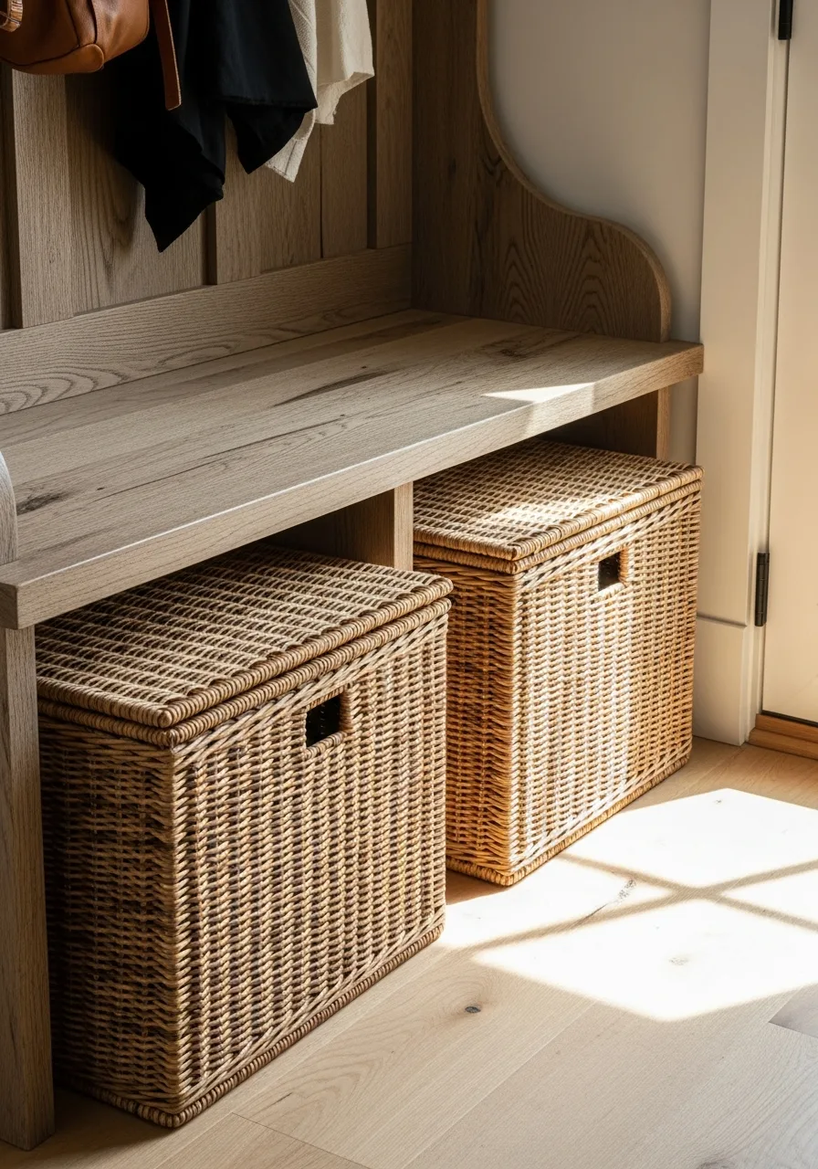 8. Lidded Wicker Storage Baskets
