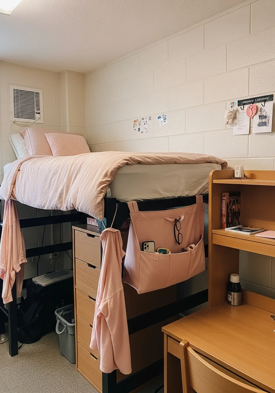 16. Blush Pink Bed Caddy