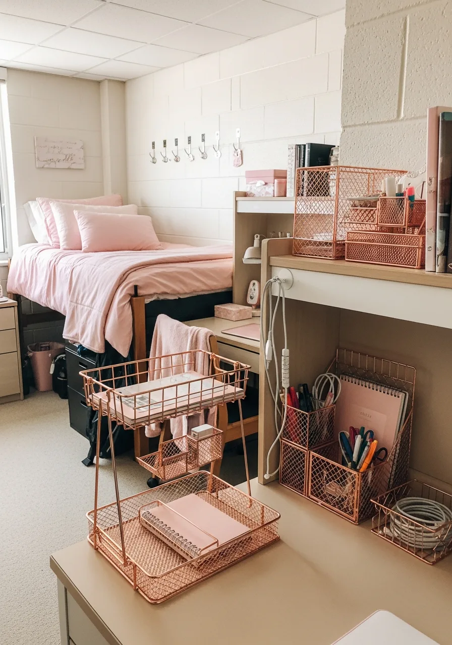 2. Rose Gold Mesh Organizers