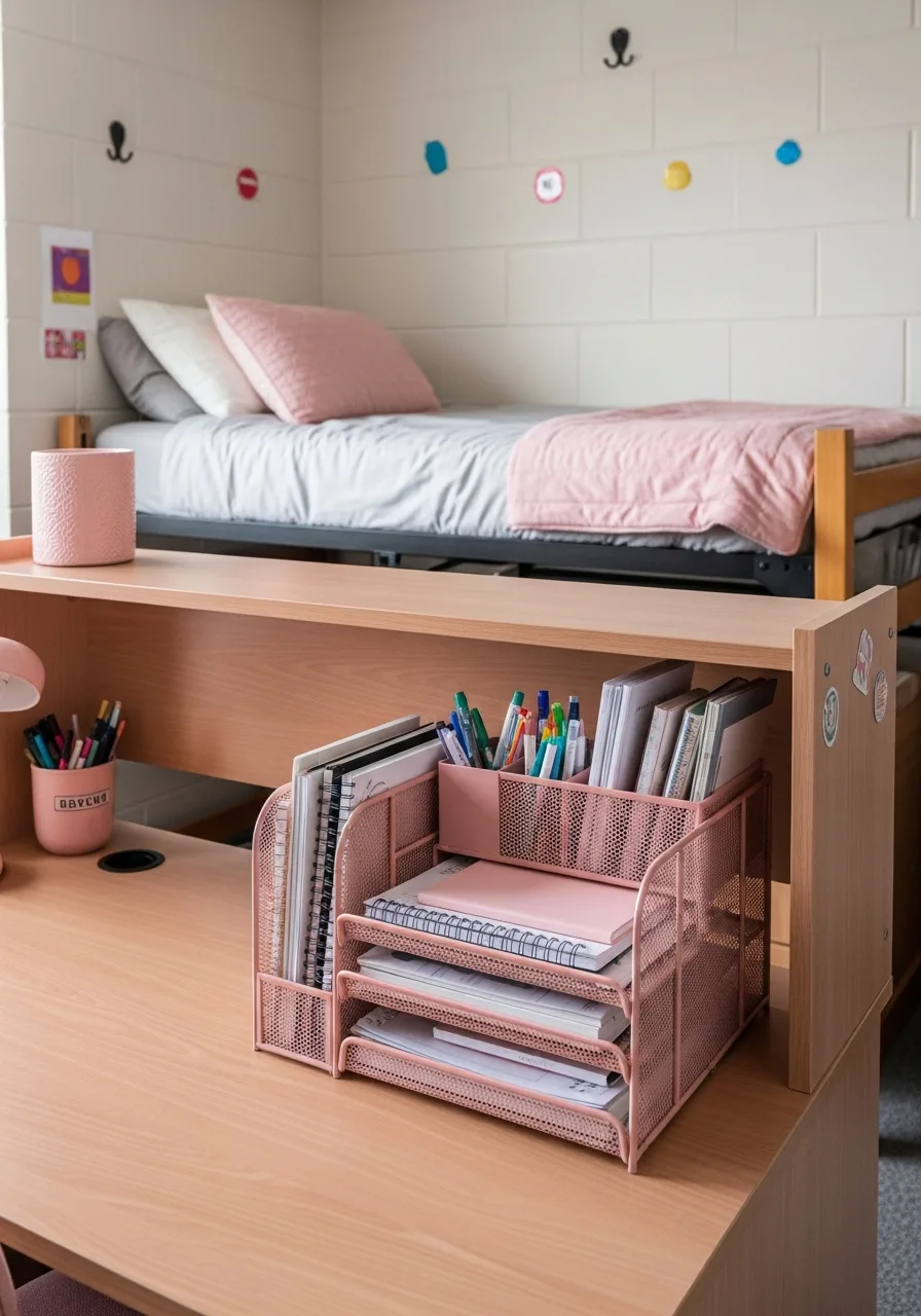 20. Dusty Rose Desk Organizer