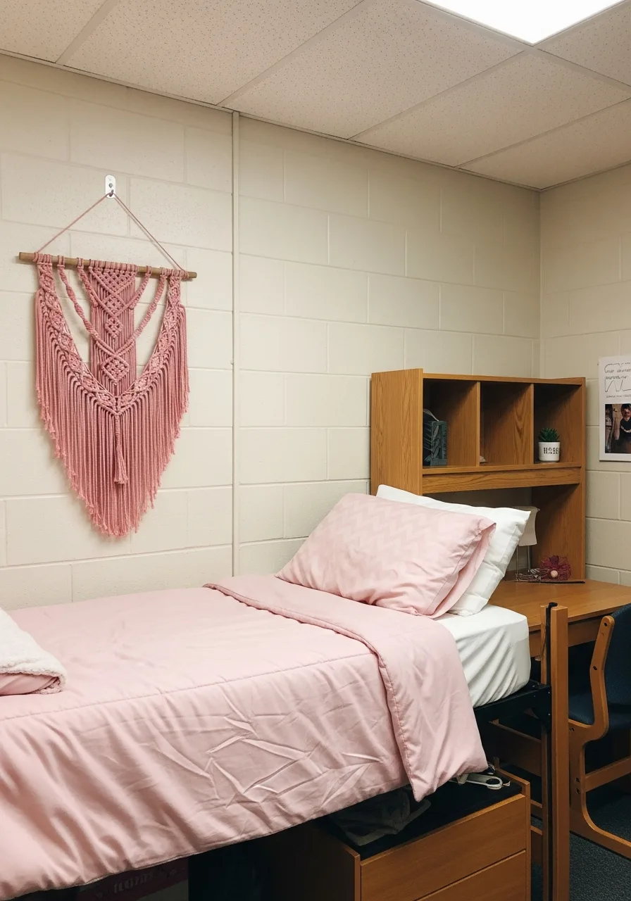 28. Pink Macrame Wall Hanging