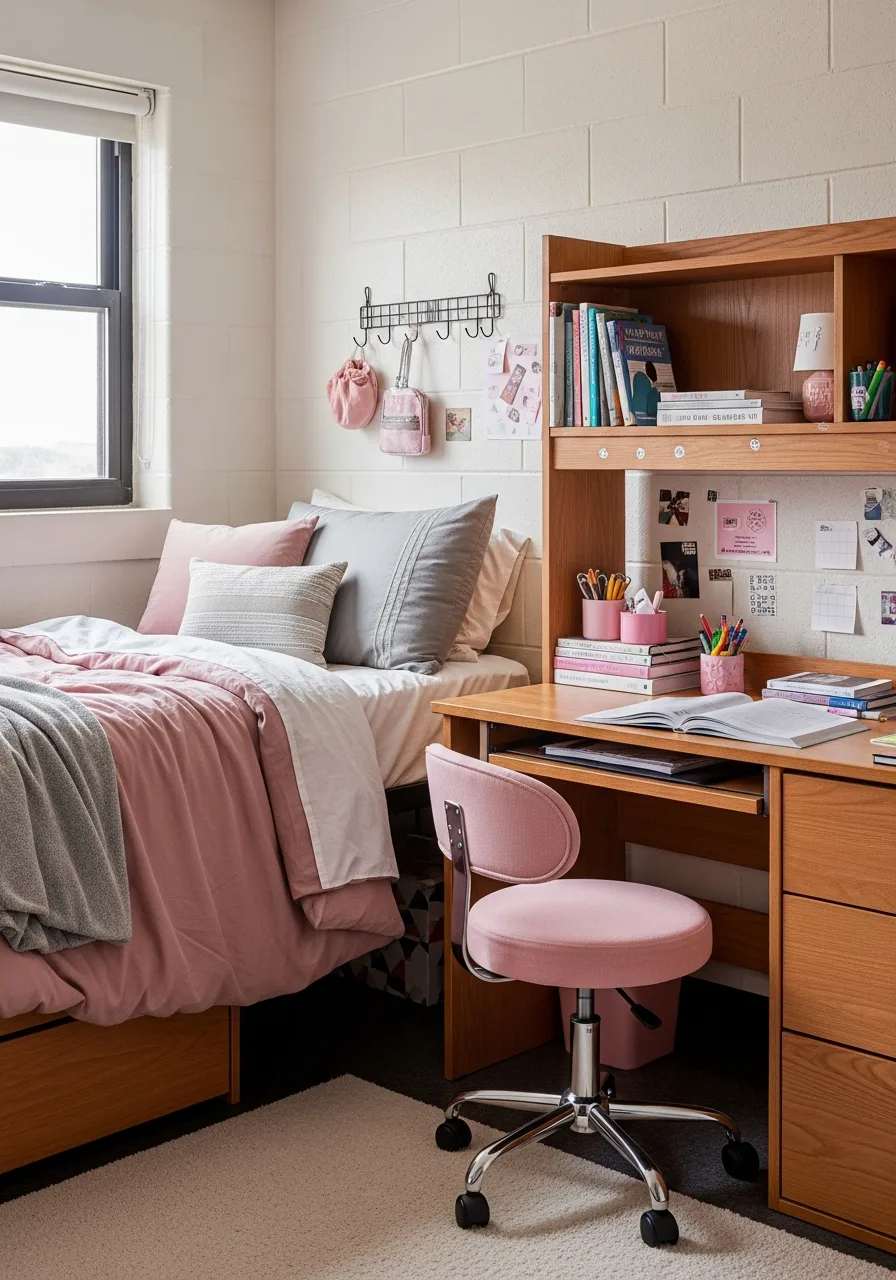 34. Pink Swivel Vanity Stool