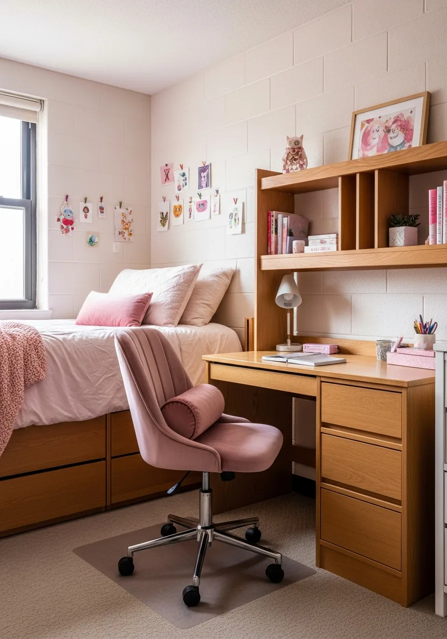 4. Velvet Pink Task Chair