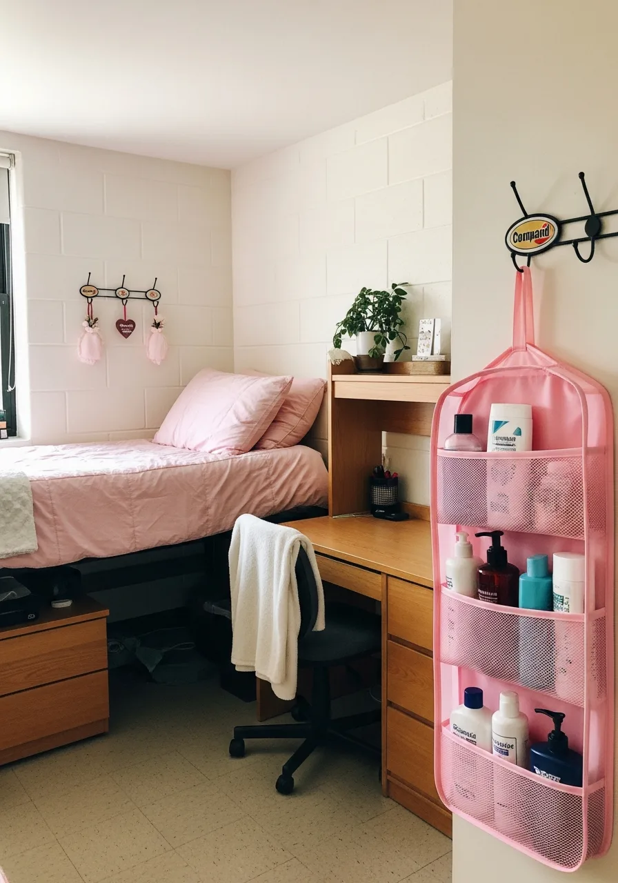 42. Pink Portable Shower Caddy