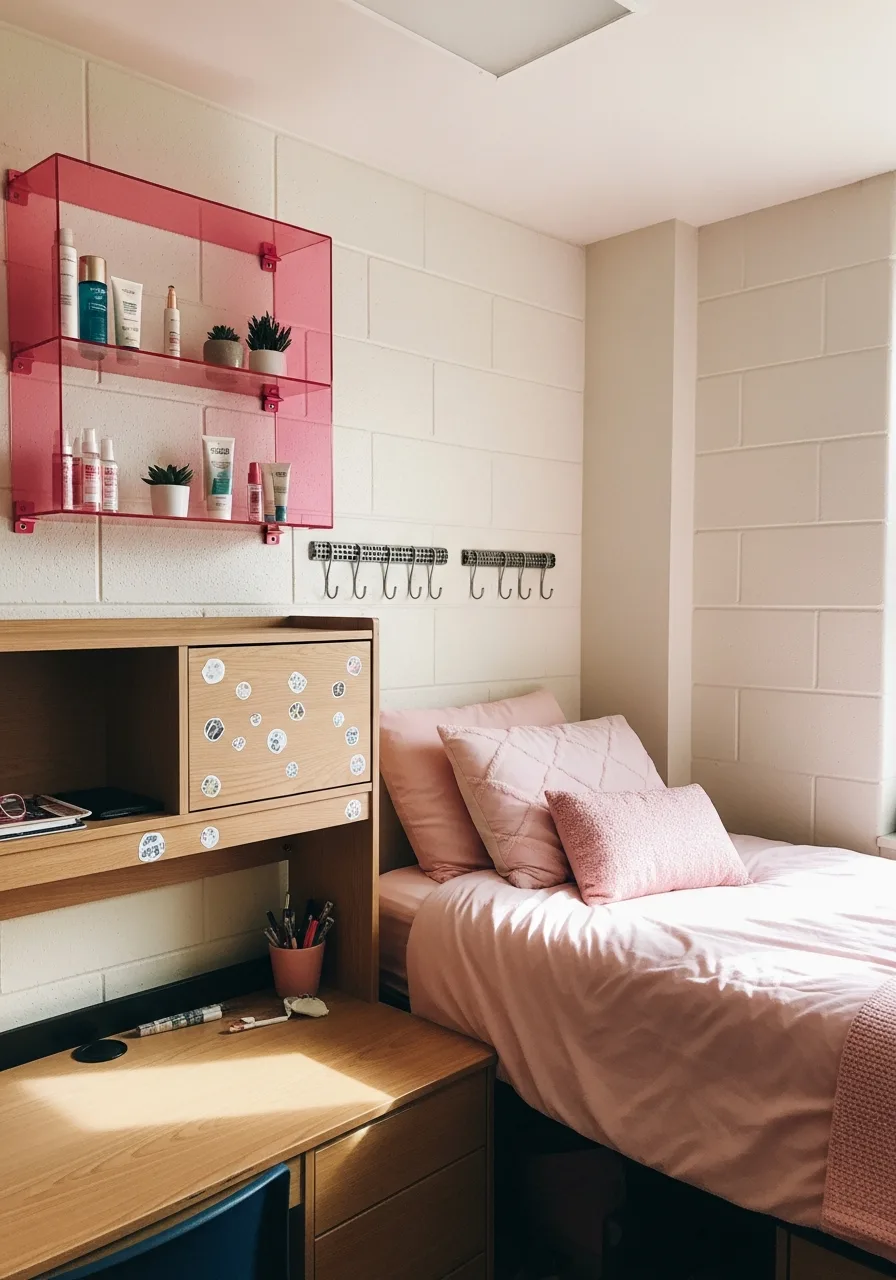 47. Pink Acrylic Floating Shelves
