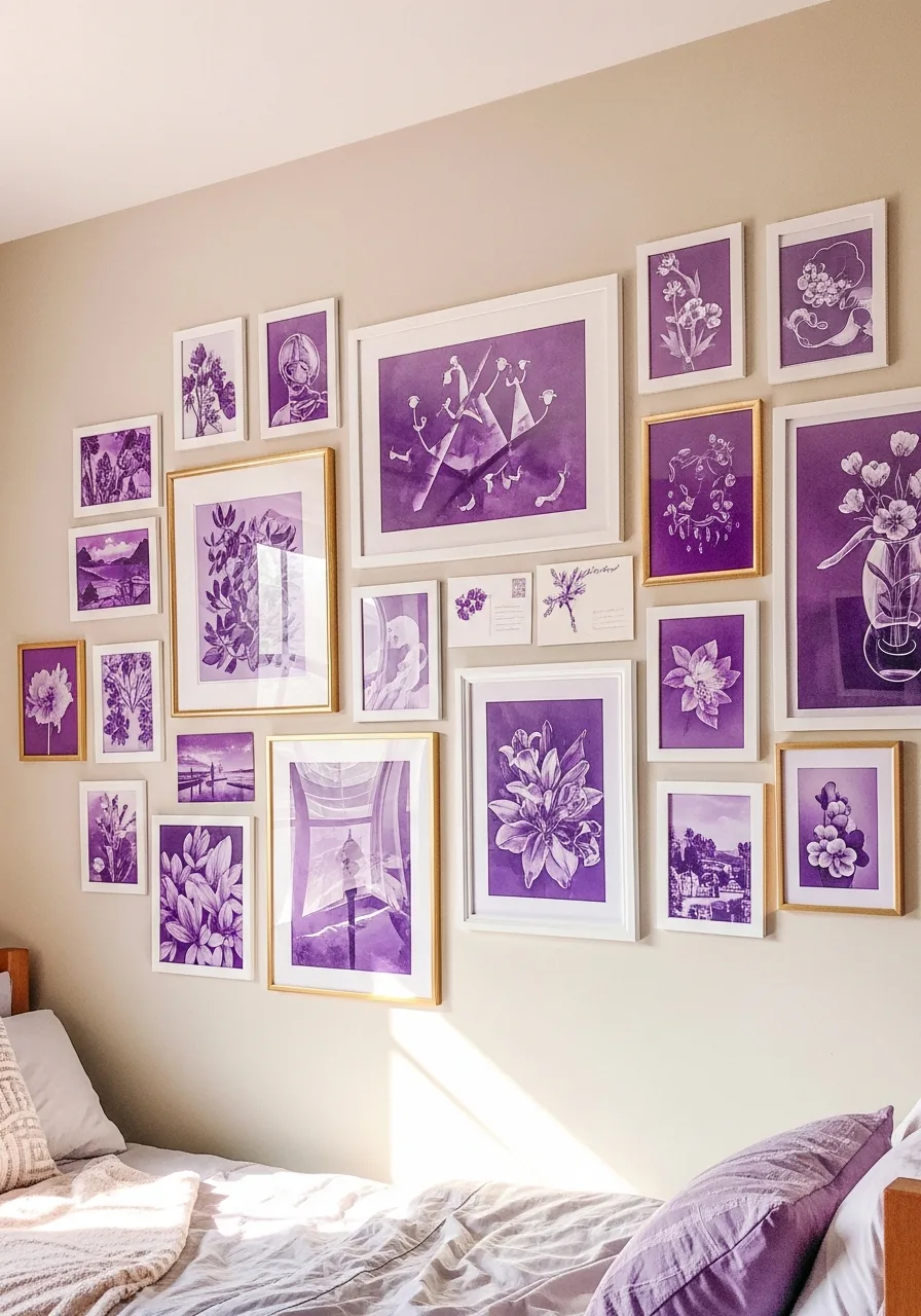 16. Purple Dorm Gallery Wall