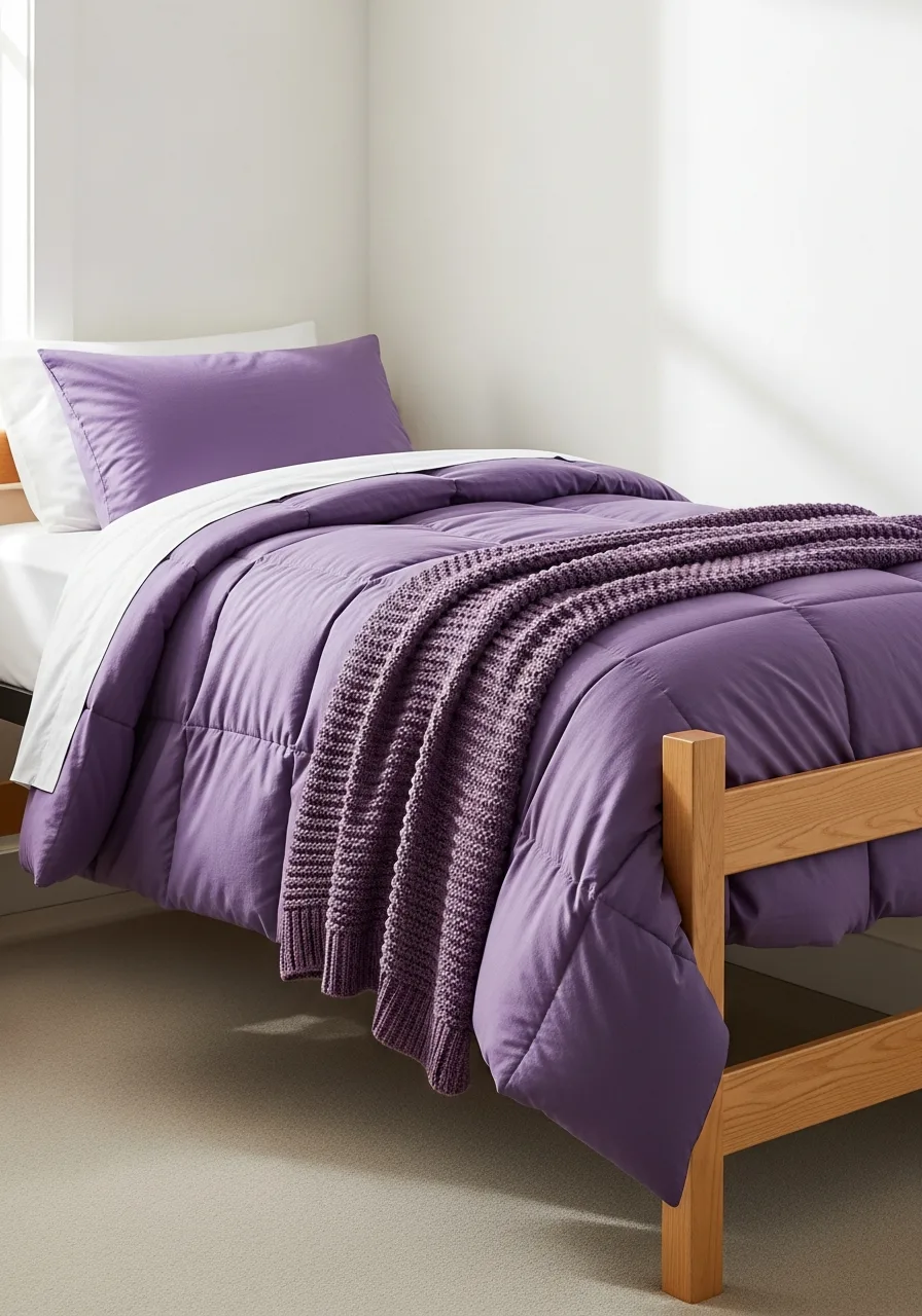 2. Purple Bedding Dorm Look