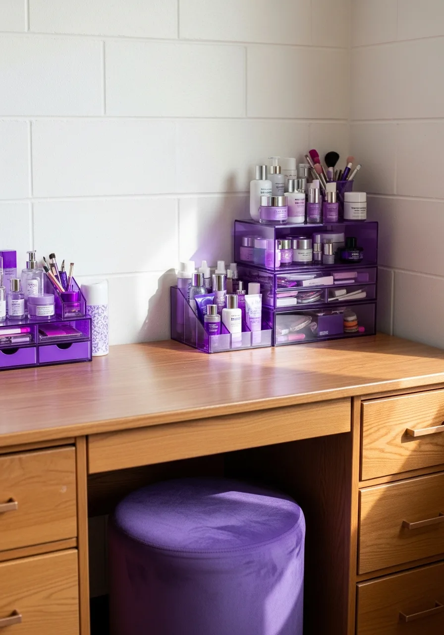 24. Purple Dorm Vanity Corner