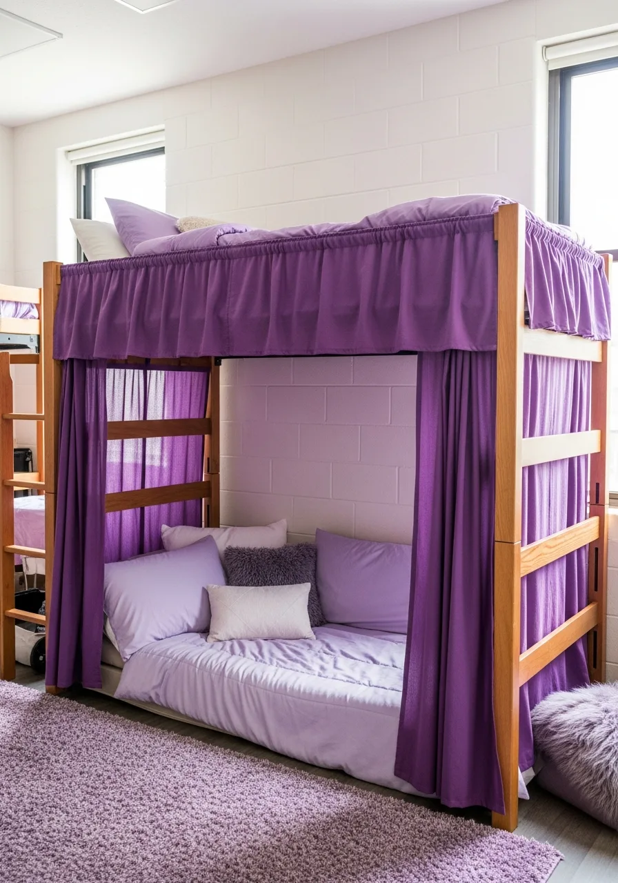 29. Purple Lofted Bed Setup