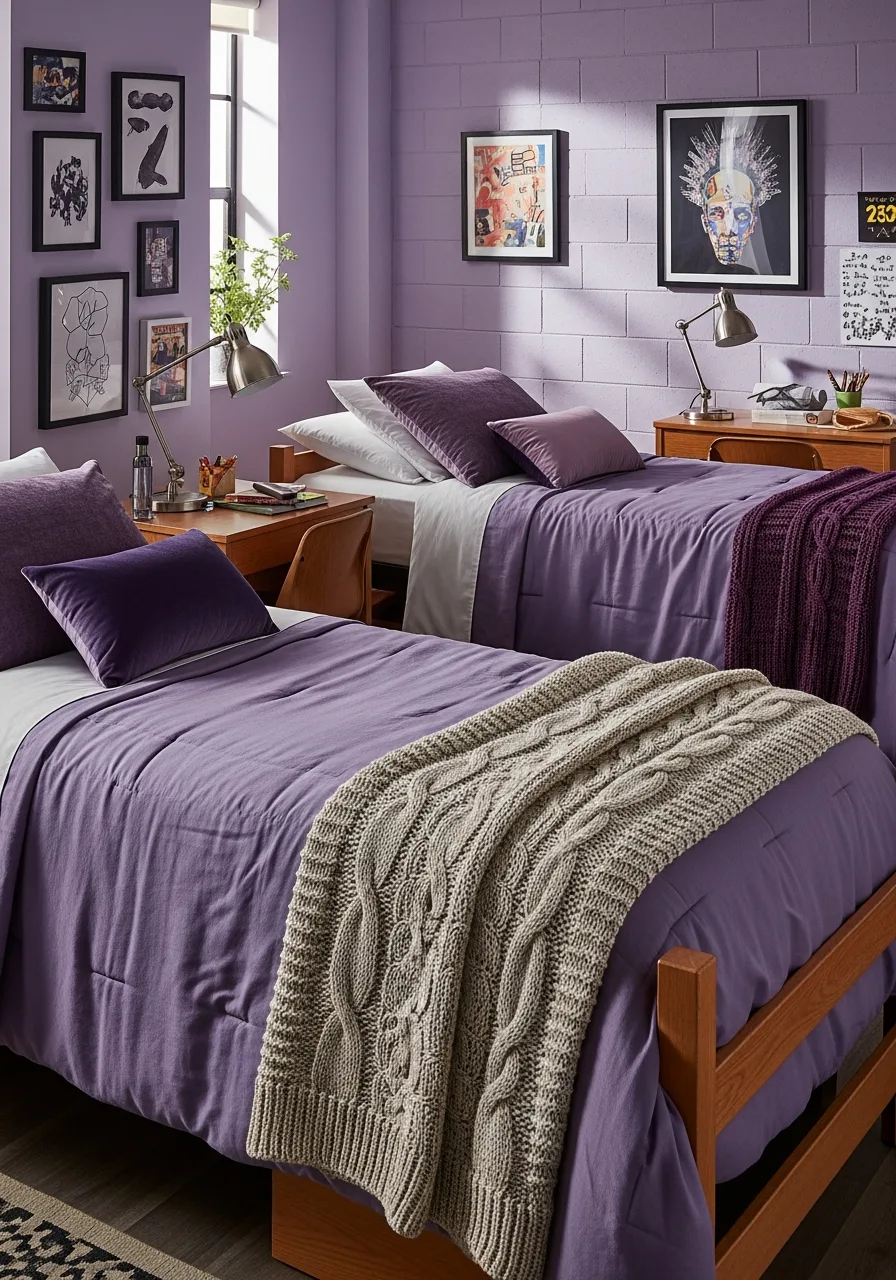 30. Purple Dorm Room for Two