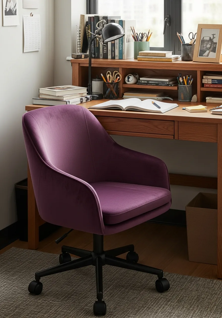 31. Purple Velvet Desk Chair