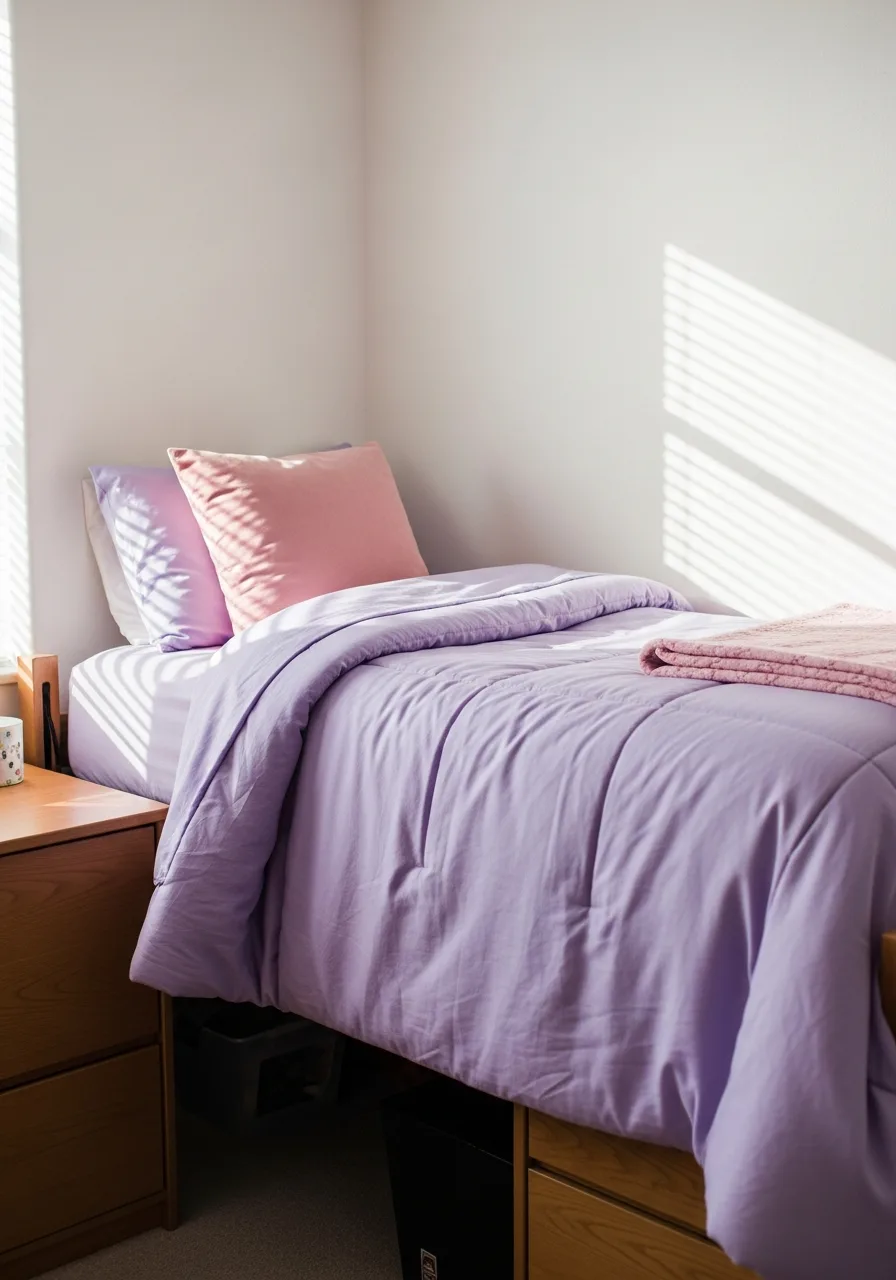 8. Purple and Pink Dorm Room