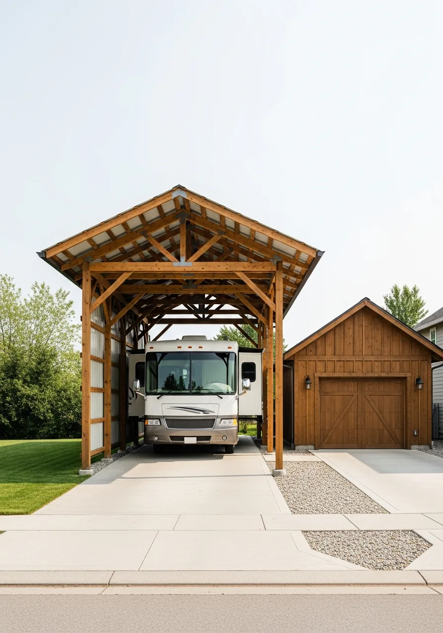 13. RV Shelter Beside Garage