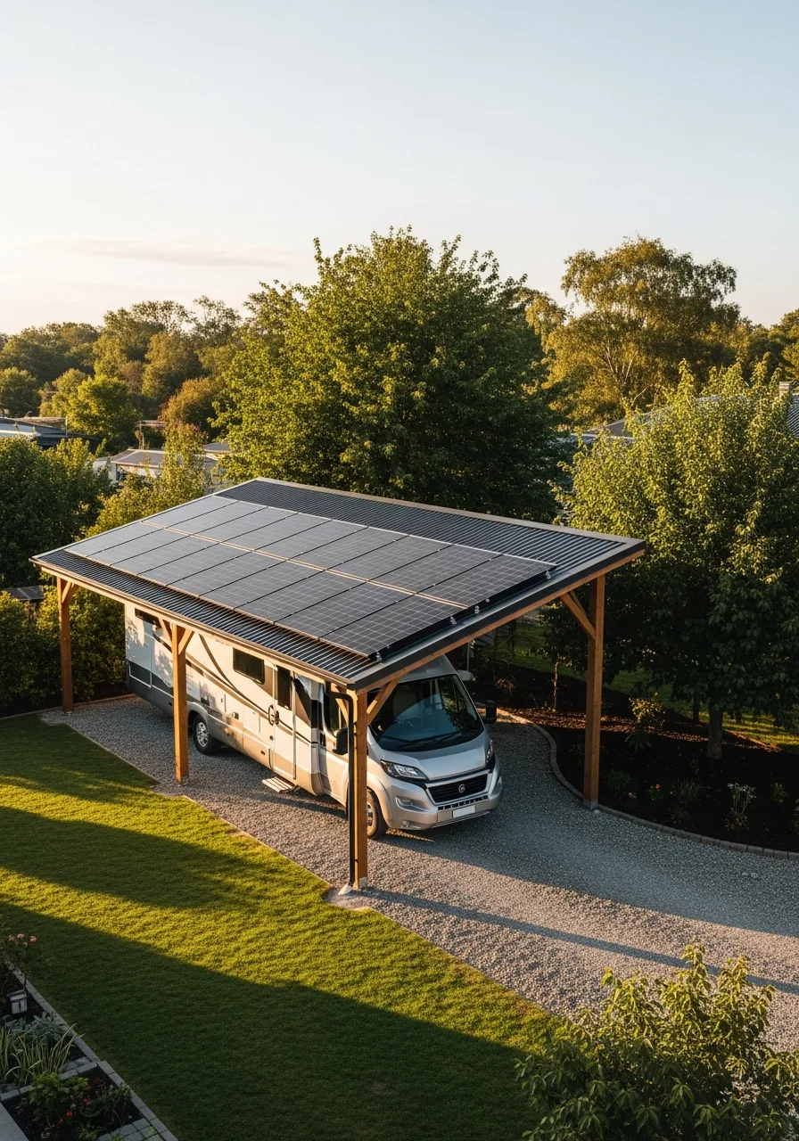 18. RV Shelter With Solar Panels