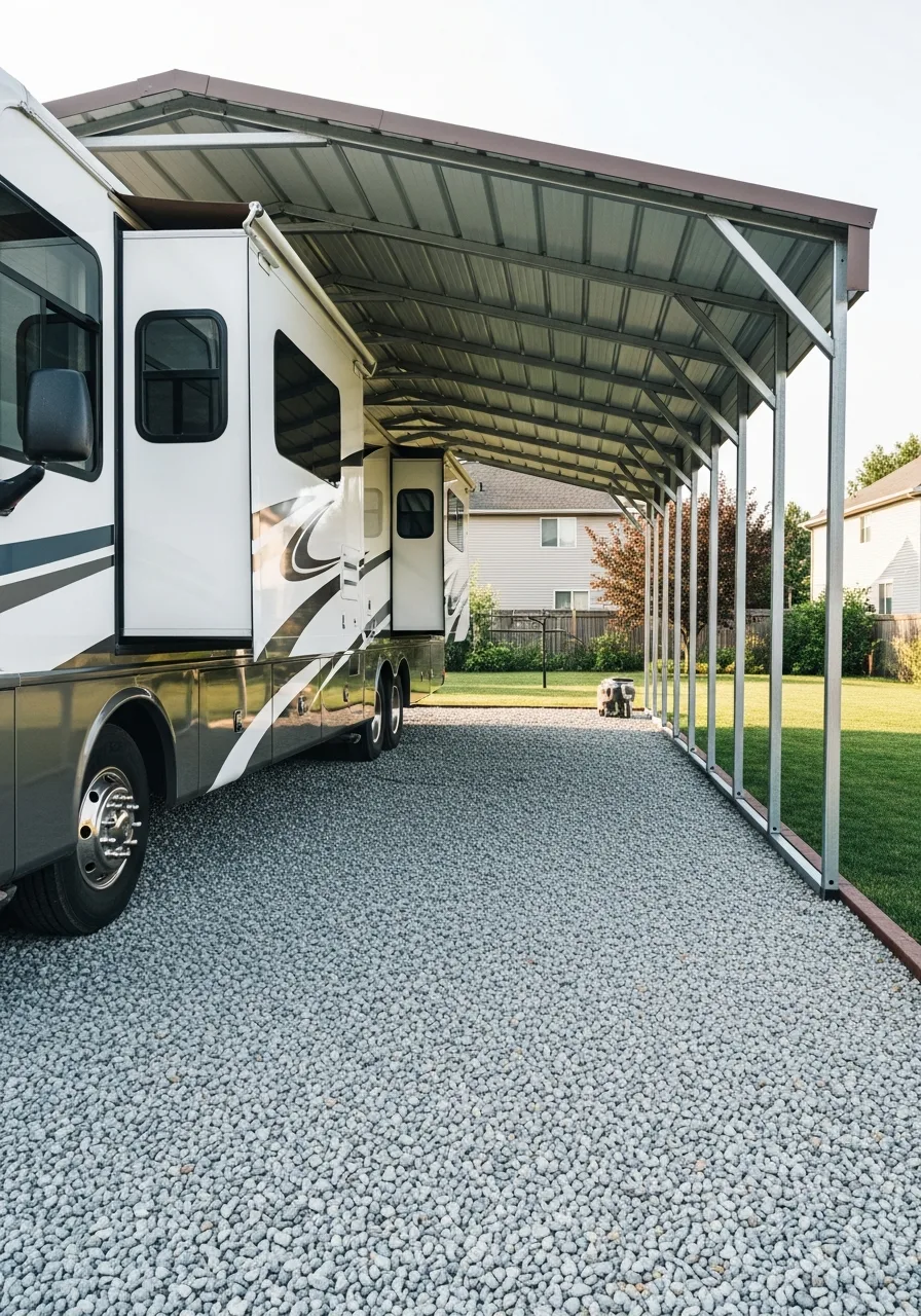 21. RV Shelter With Gravel Base