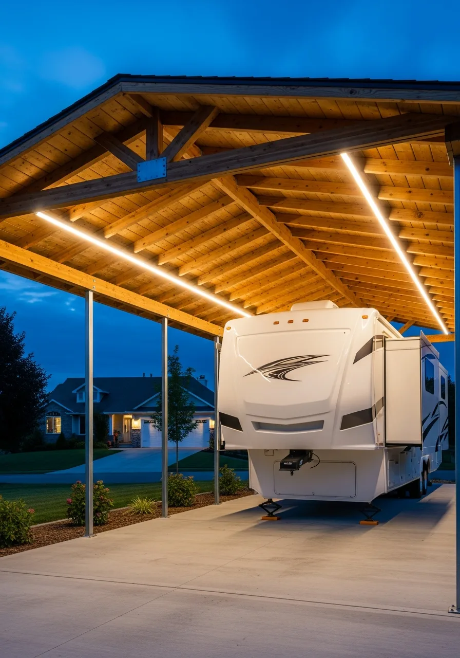 30. RV Shelter With Lighting