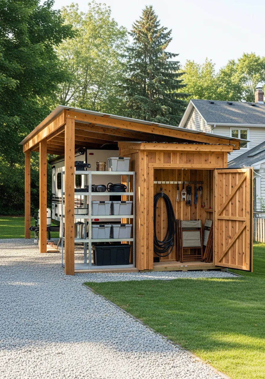 8. RV Shelter With Storage Room