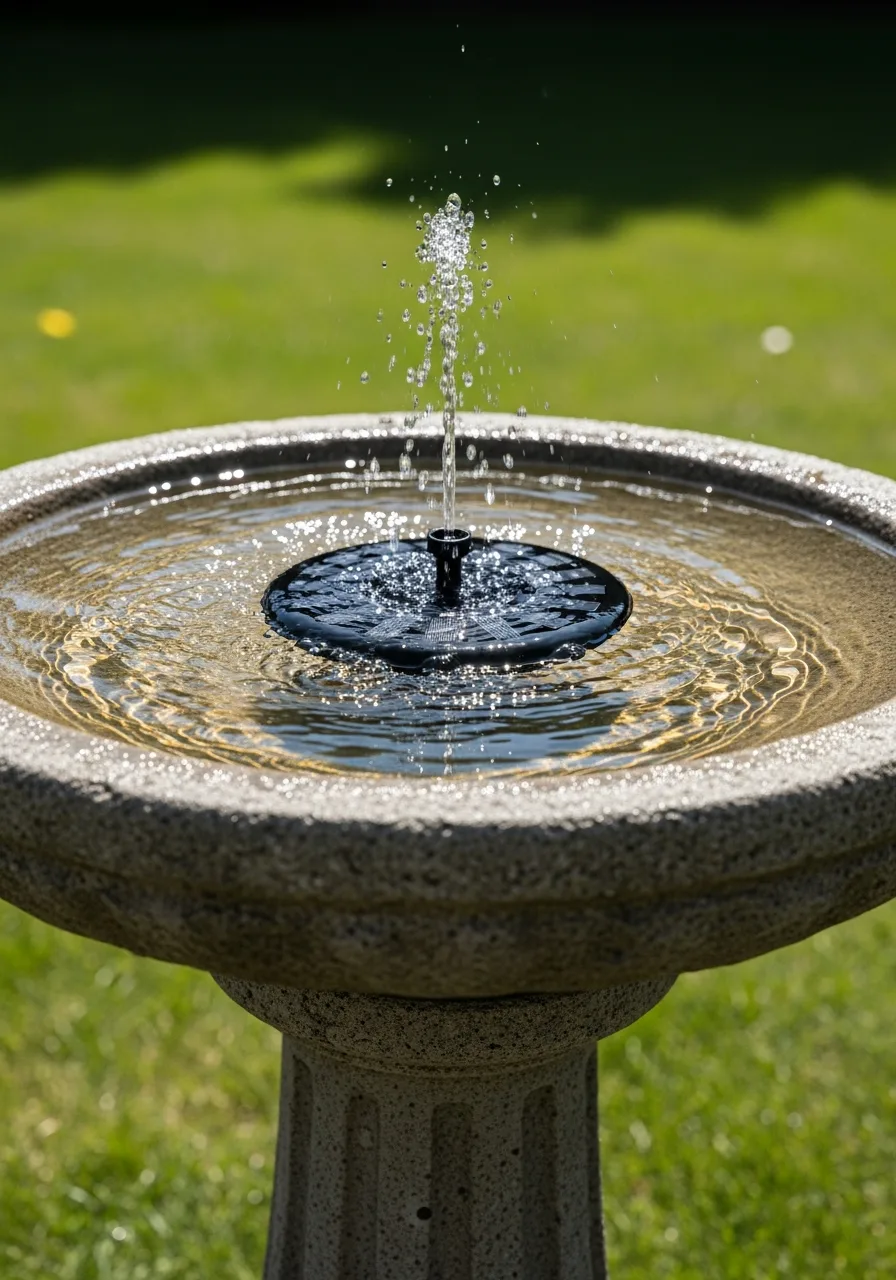 1. Solar Fountain Bird Bath