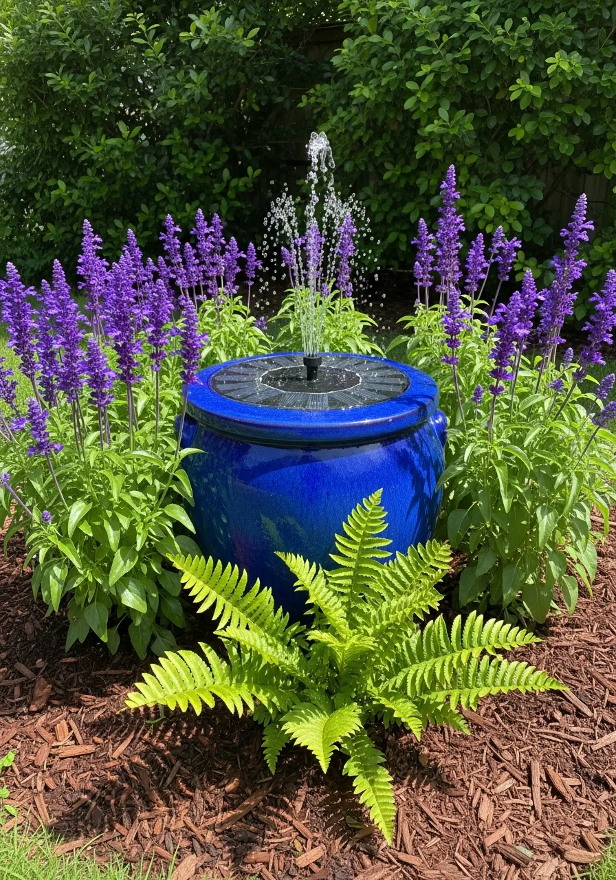 12. Flower Border Solar Fountain