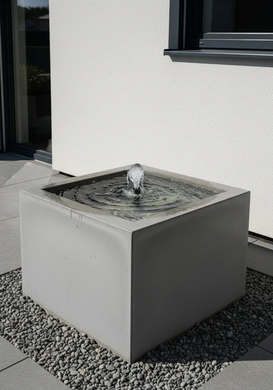 13. Minimalist Concrete Fountain